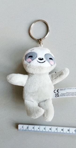schattige luiaard knuffel sleutelhanger 12 cm lang, Overige merken, Overige karakters, Overige typen, Grijs