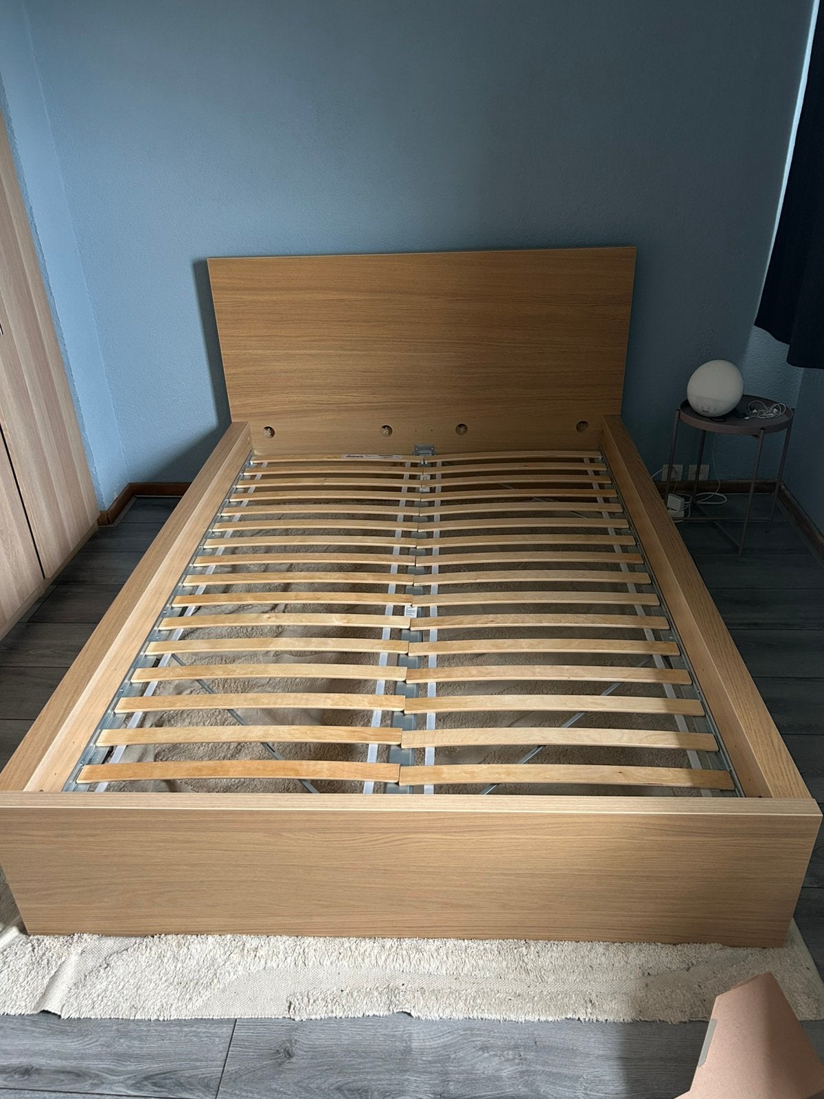 IKEA Malm bed eiken 140x200 cm, Ophalen, Gebruikt, Beige, Tweepersoons