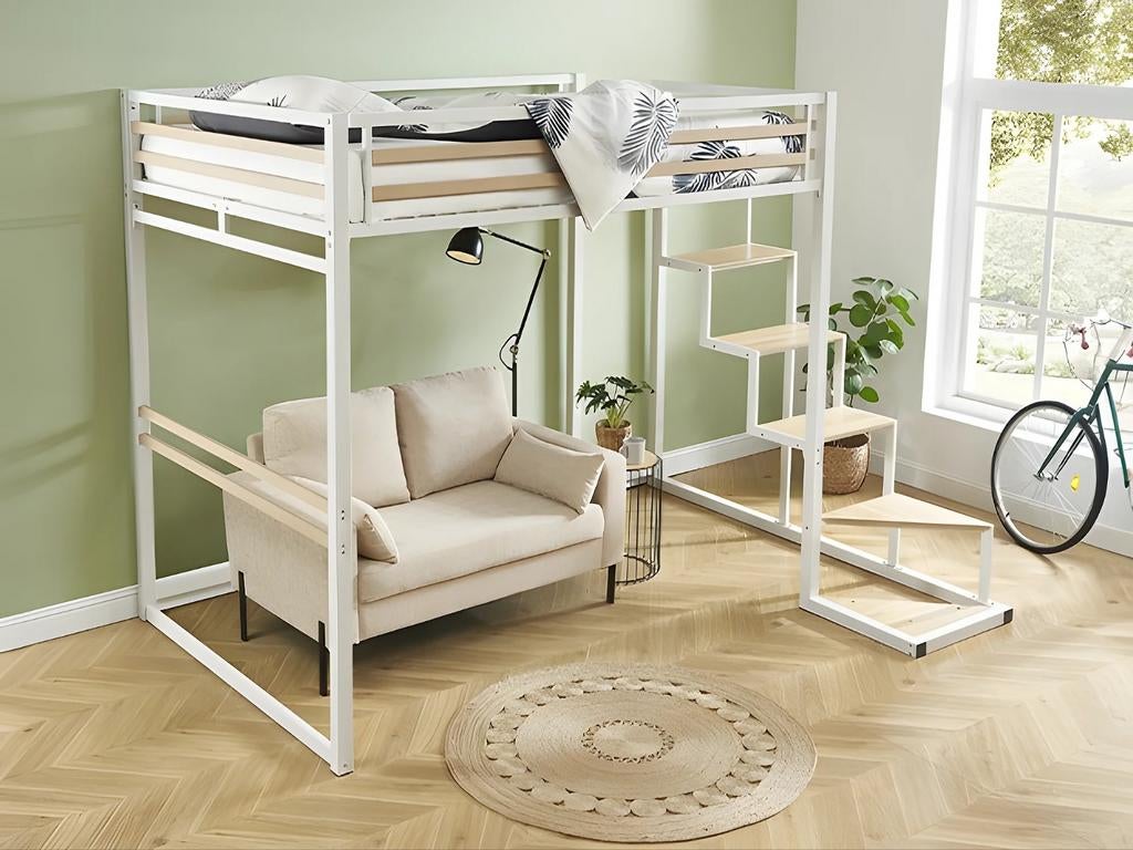 Hoogslaper incl matras - Zo goed als nieuw, Huis en Inrichting, Ophalen, Wit, 140 cm, Zo goed als nieuw