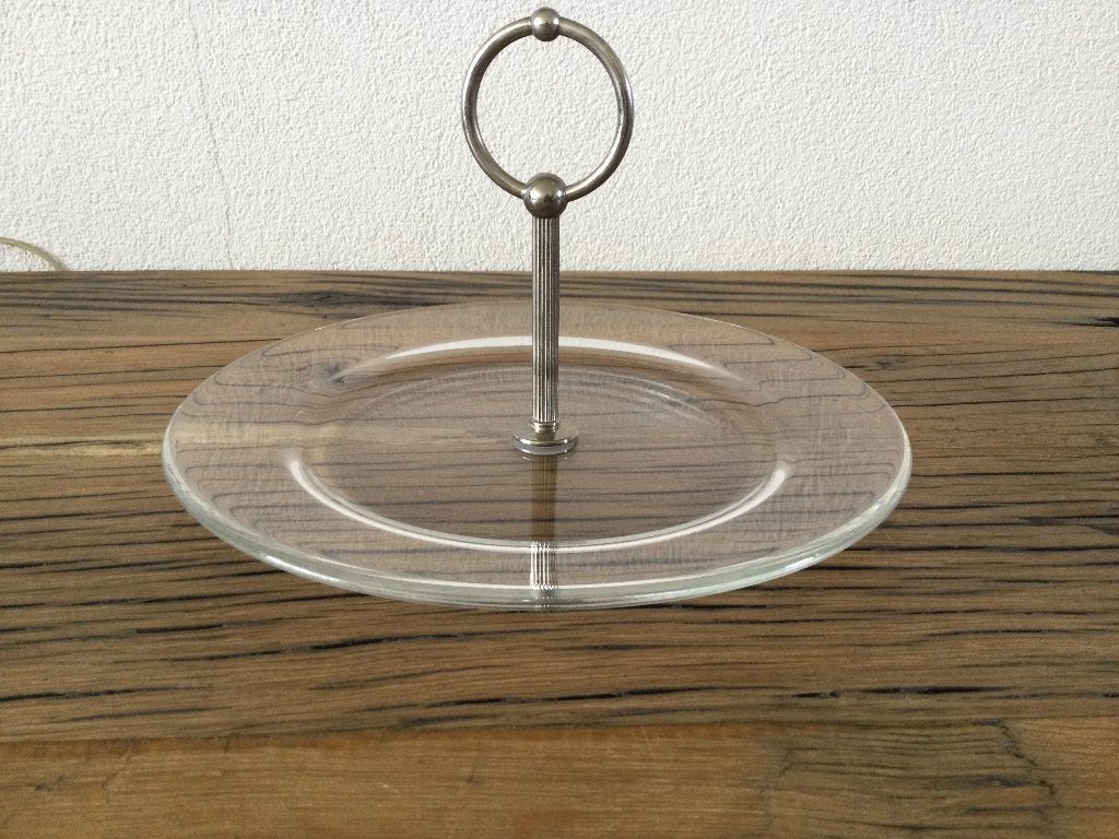 Etagère Zilverkleur 1 Laags Taartstandaard, Ophalen of Verzenden, Zo goed als nieuw, Etagère, Demontabel
