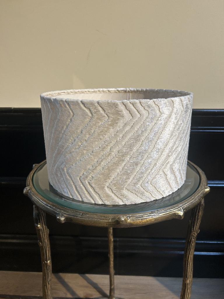 Luxe Velvet Lampenkap Soft Chevron Zilver, Ophalen, Rond, Nvt, Crème