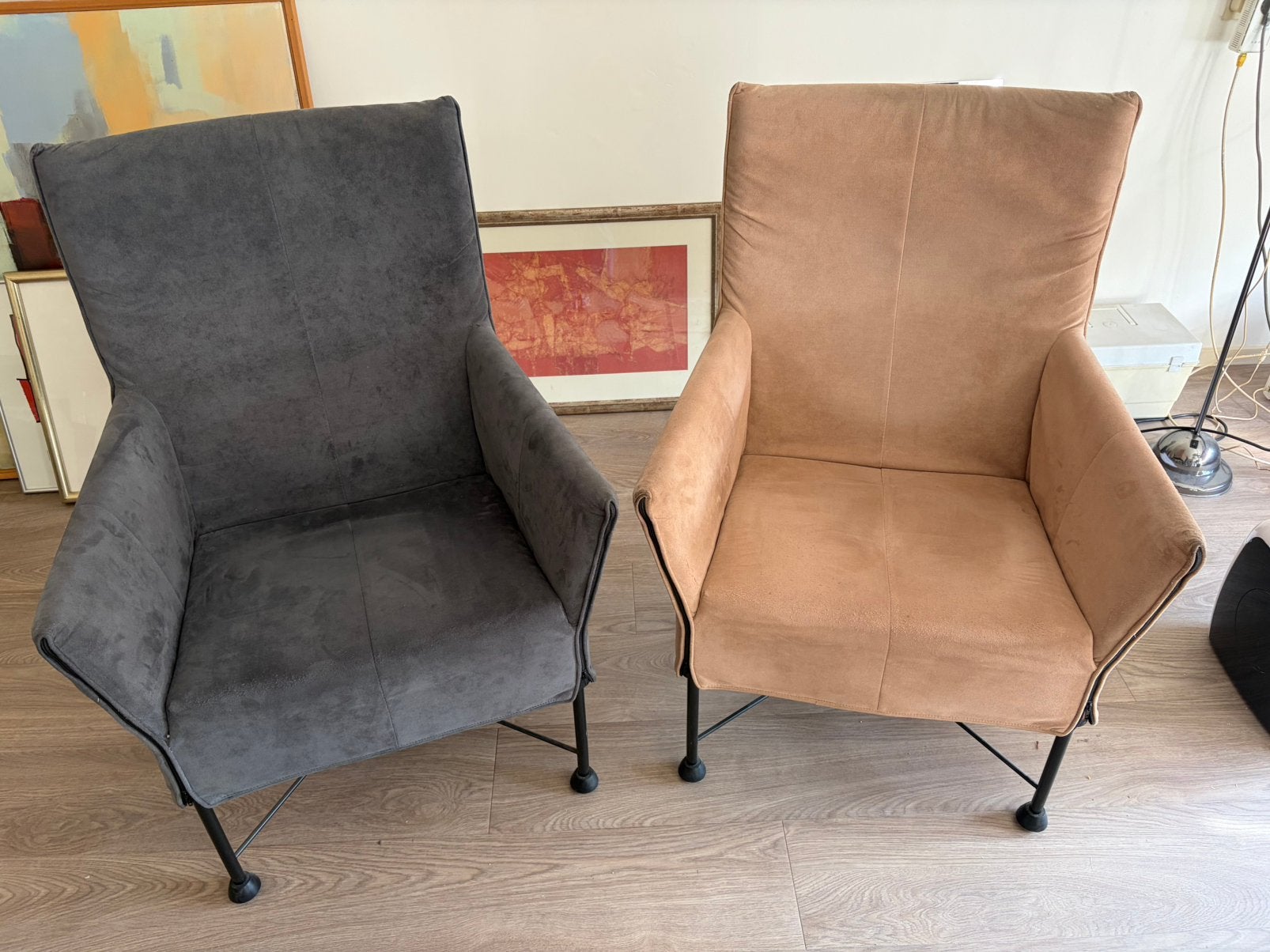 Montis Charly stoelen (2x) grijs en zalm roze, Huis en Inrichting, Ophalen, Gebruikt, Twee, Stof