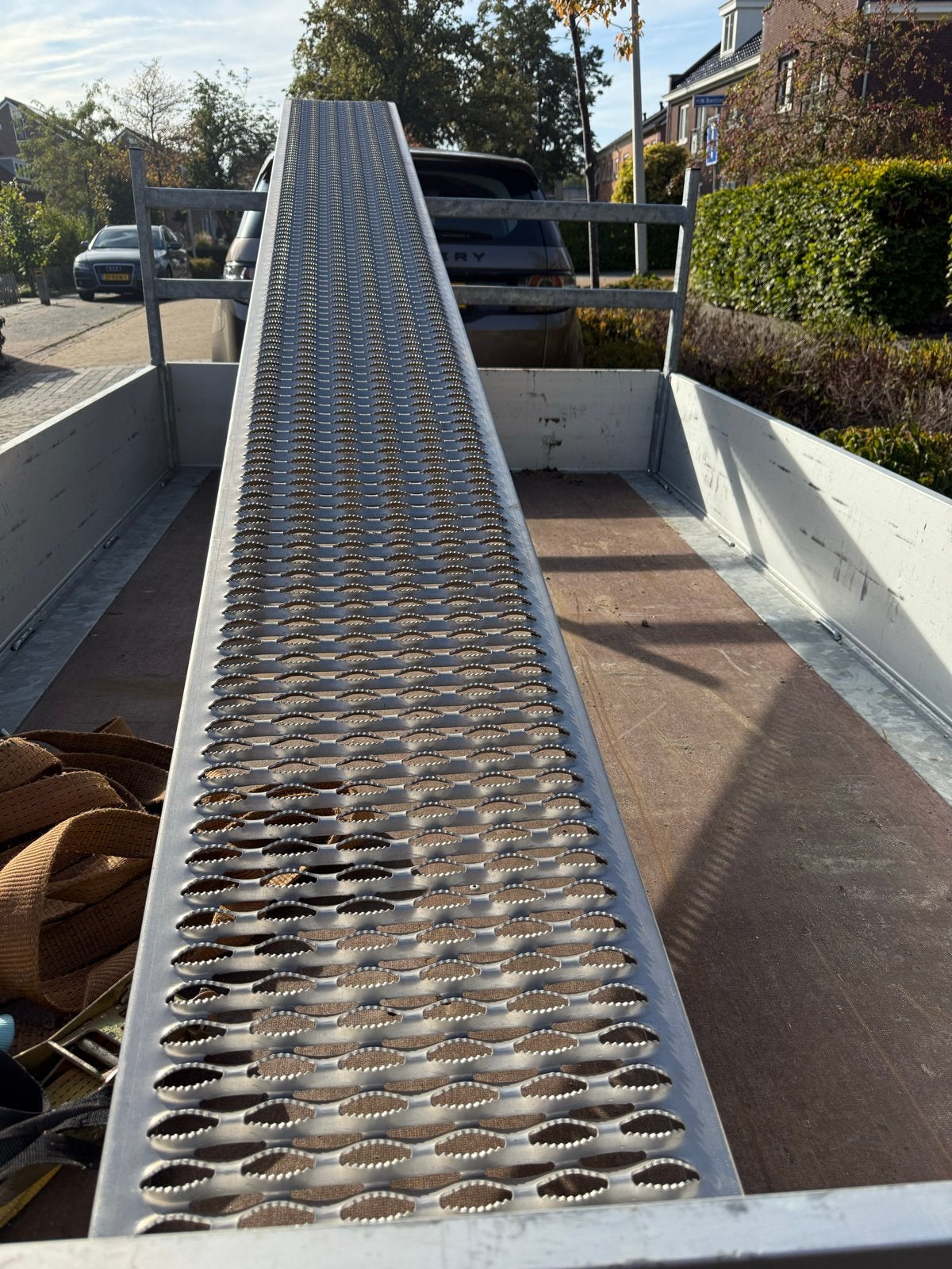 Aluminium loopbrug voor ladder (370x40cm), Ophalen of Verzenden, Gebruikt, Ladder, 4 meter of meer