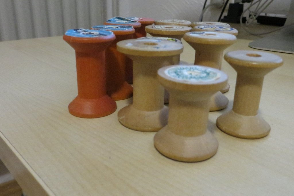 Oude houten garenklosjes, 13 stuk, diverse merken, Ophalen of Verzenden