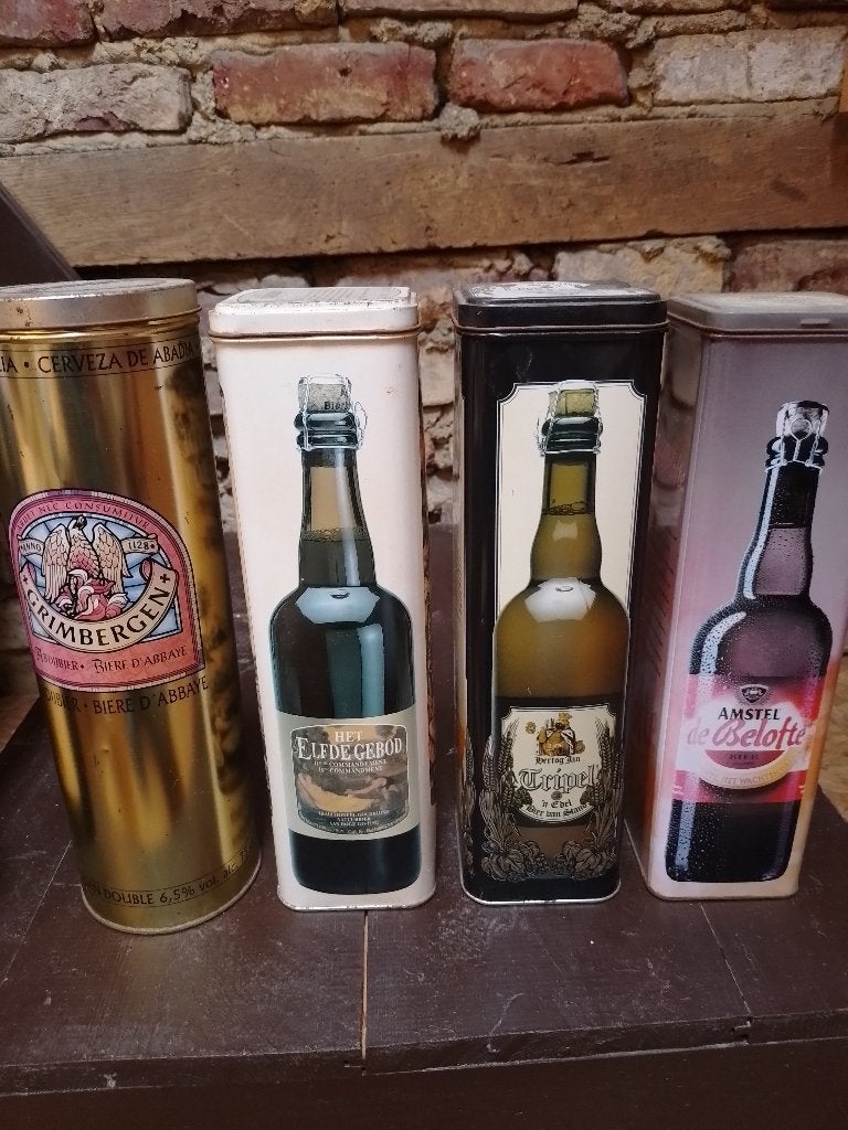 4 grote bierkokers / blikken, Verzamelen, Ophalen of Verzenden, Gebruikt, Overige