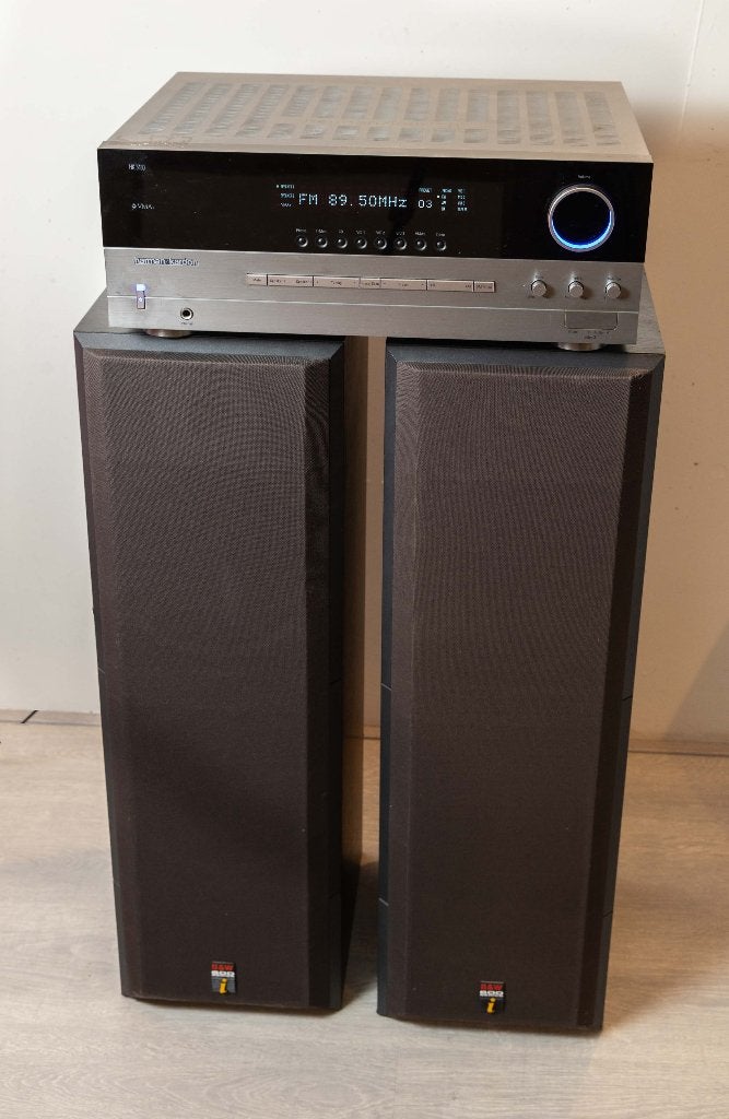 Te Koop boxen B&W DM620 en HK 3480/230 versterker/tuner, Gebruikt, 60 tot 120 watt, Stereo, Ophalen