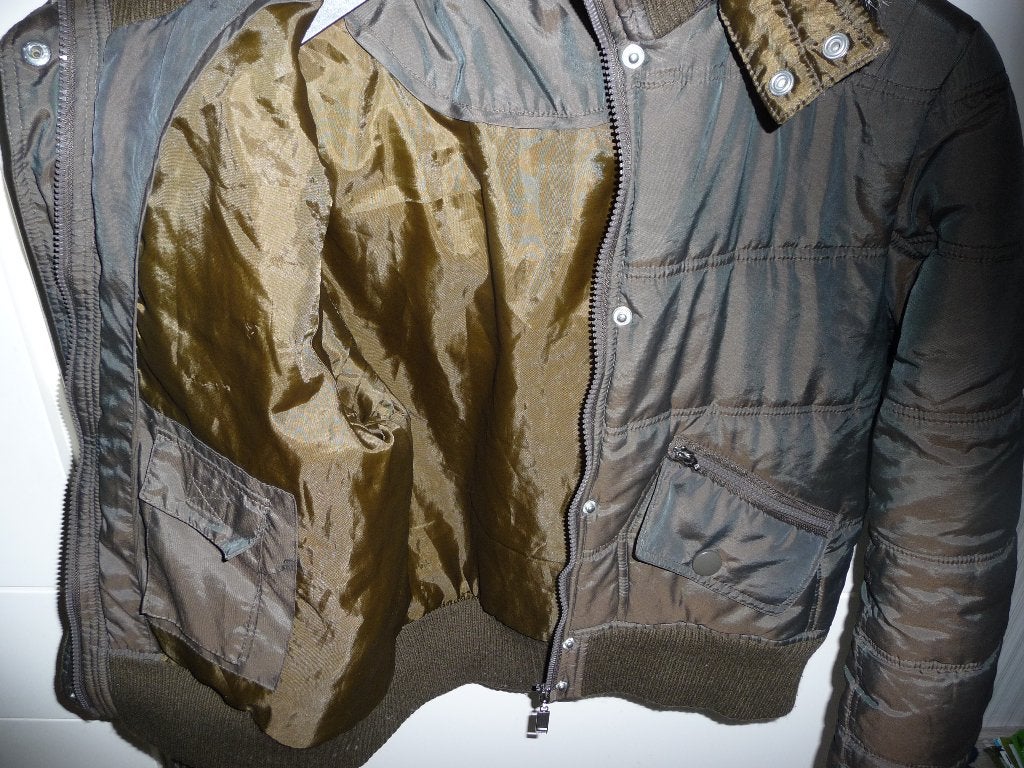 Bruin jack met capuchon. Maat m., Ophalen of Verzenden, Zo goed als nieuw, Maat 38/40 (M), Bruin