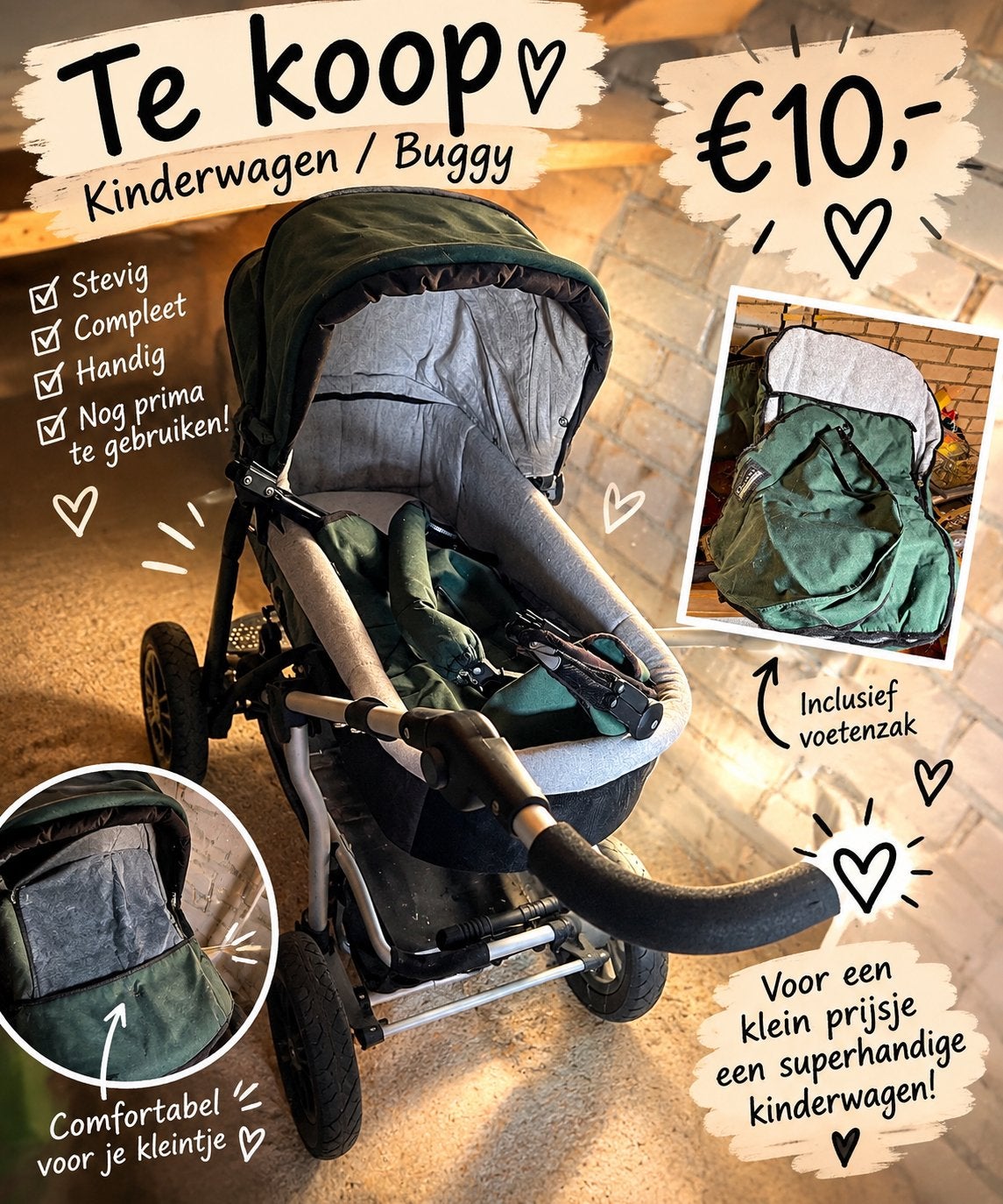 Kinderwagen / Buggy - Stevig, Compleet en Handig, Ophalen of Verzenden, Gebruikt, Overige merken, Voetenzak