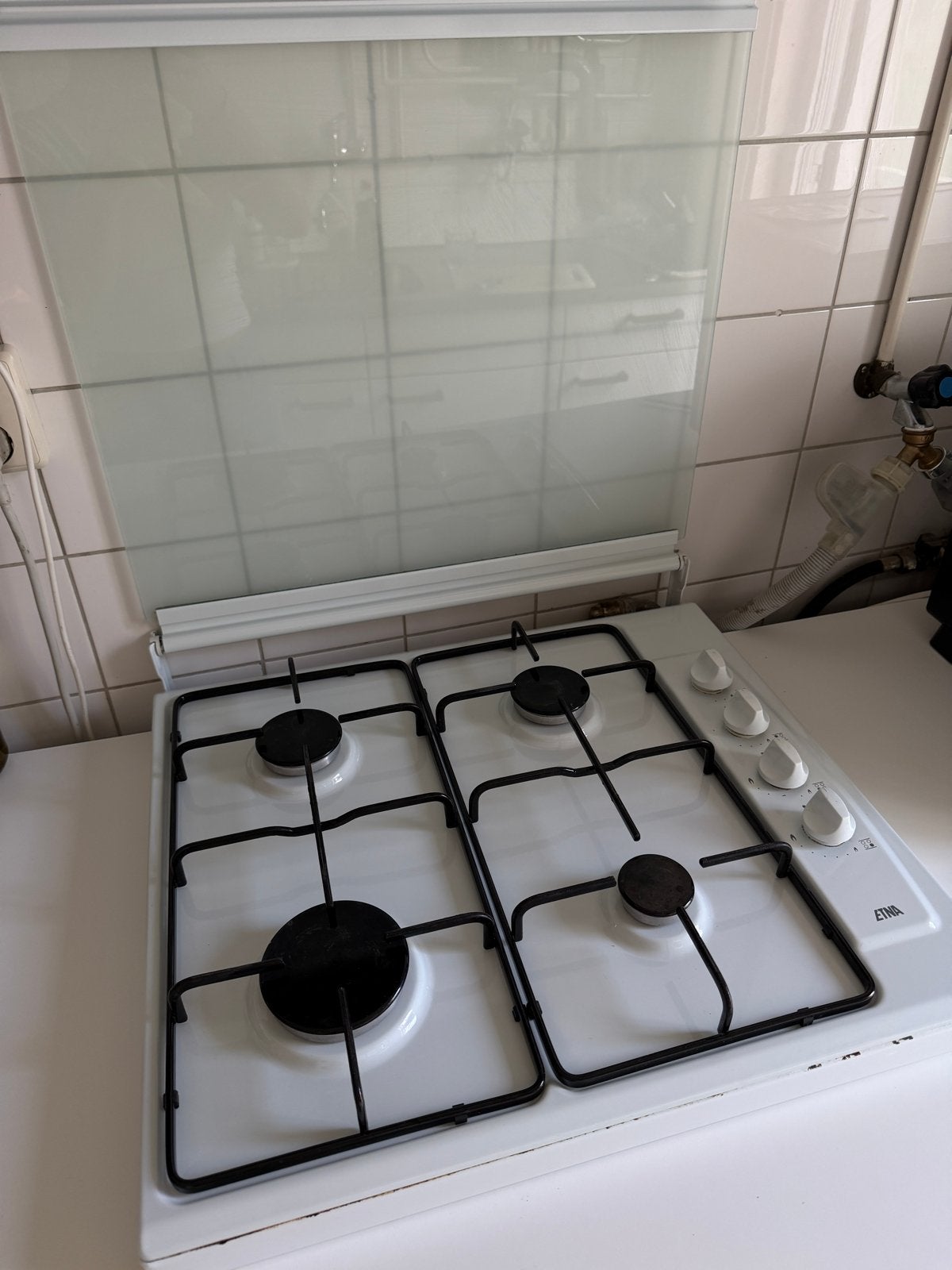 Etna 4-pits gasplaat met glazen afdekplaat, Ophalen, Gebruikt, Minder dan 85 cm, 60 cm of meer