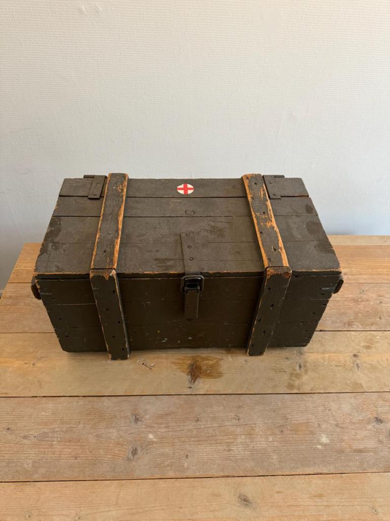 Vintage houten kist - Militair groen, Ophalen