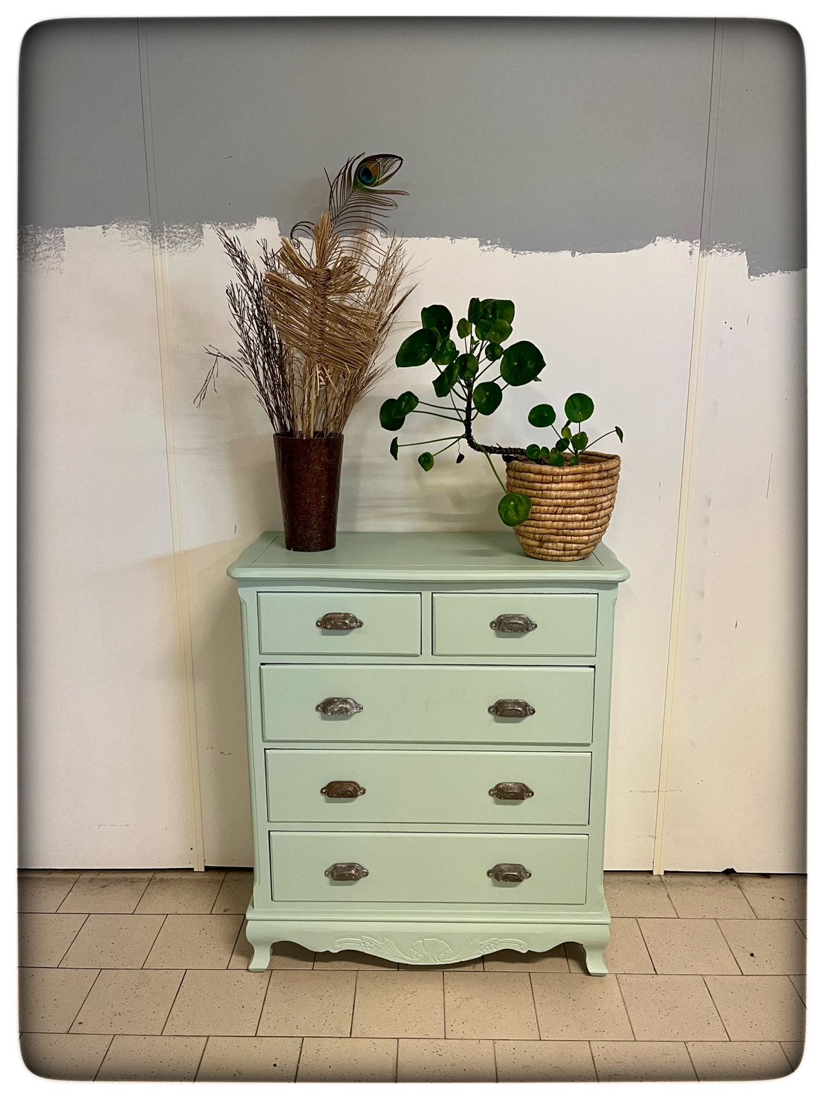 Authentieke, brocante ladekast | mooie oude commode, Ophalen, 5 laden of meer, 50 tot 100 cm, Zo goed als nieuw