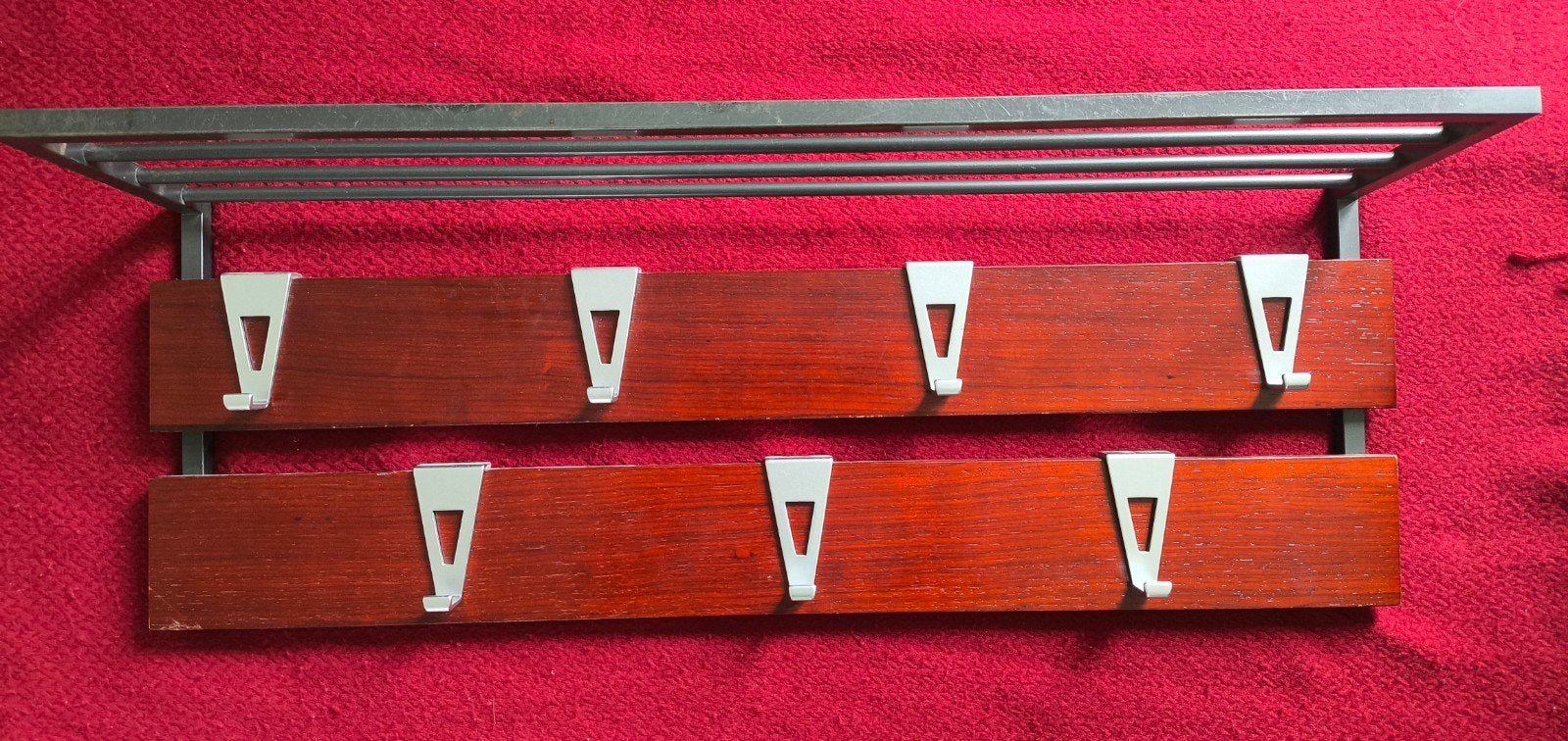 Wandkapstok hoedenplank vintage mid-century design, Gebruikt, Minder dan 100 cm, Metaal, Ophalen