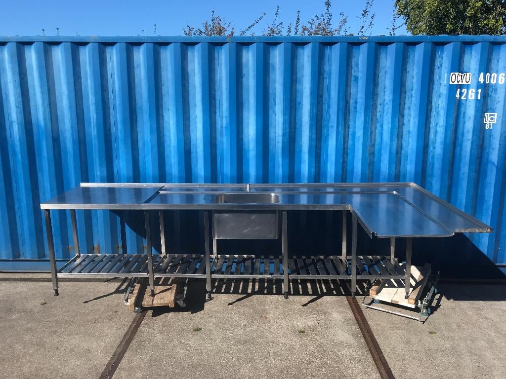 Hoek afwas spoeltafel werkbank + losse lamellen elementen, Huis en Inrichting, Ophalen, Gebruikt, 25 tot 50 cm, Minder dan 100 cm