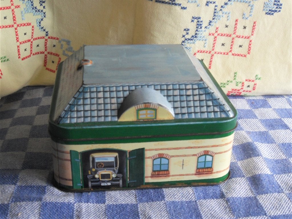 brocant blik/ blikken huisje/ voorraadblik, Verzamelen, Blikken, Ophalen of Verzenden, Zo goed als nieuw, Koek(jes), Overige merken