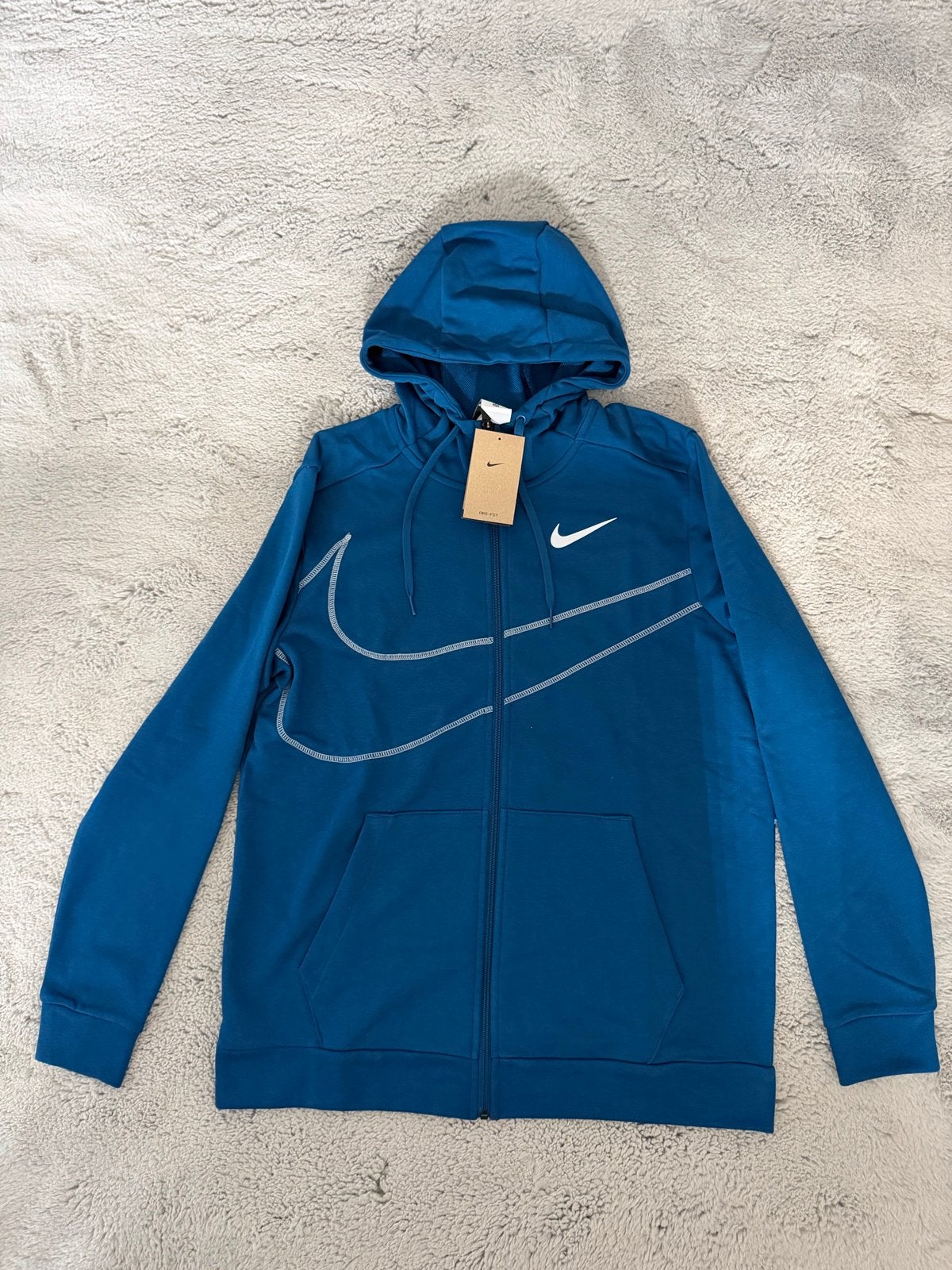 Nike Blauwe Training Zip-up Hoodie - Maat M - Nieuw met labe, Fitness, Nieuw, Ophalen of Verzenden, Maat 48/50 (M)