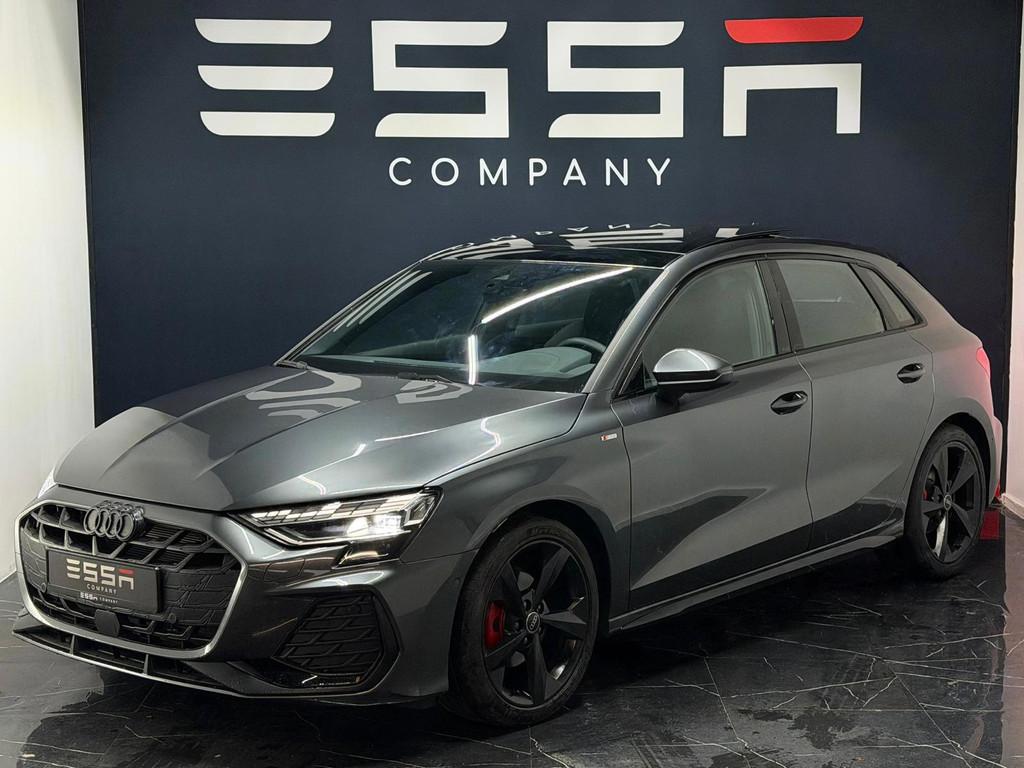 Audi A3 Sportback 35 TFSI 3x S Line Pano Sonos ACC Matrix, Zwart, 150 pk, Leder en Stof, Bedrijf