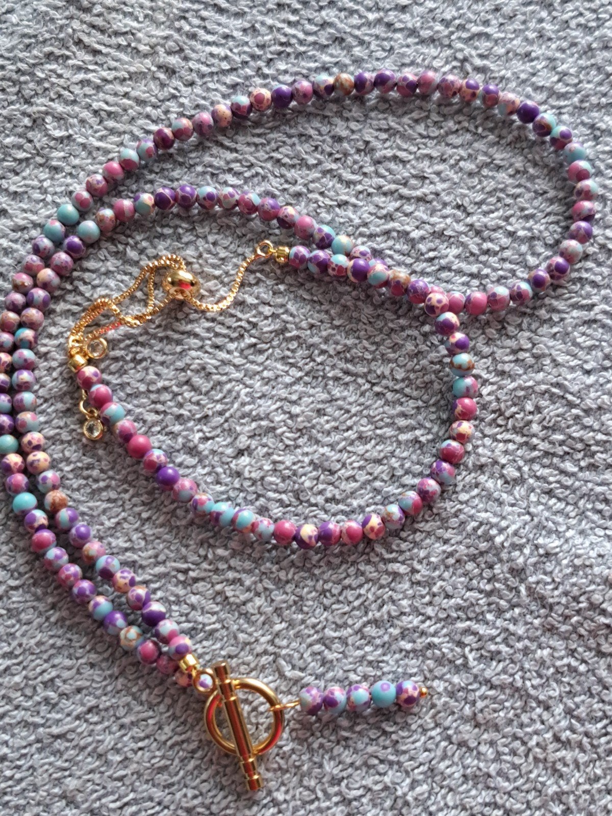 Keizerjaspis setje, Sieraden, Tassen en Uiterlijk, Kettingen, Nieuw, Steen of Mineraal, Paars, Met edelsteen, Verstelbaar, Ophalen of Verzenden