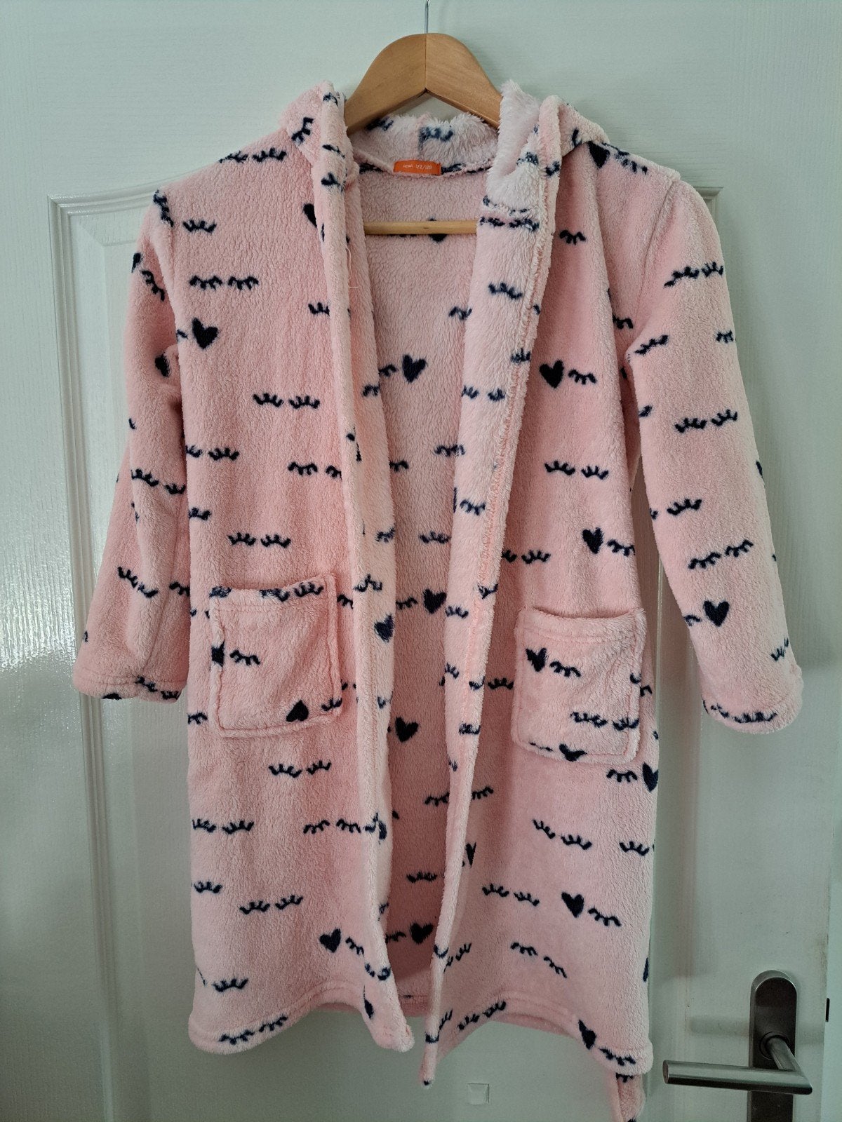Hema zgan roze badjas met capuchon maat 122/128, Kinderen en Baby's, Nacht- of Onderkleding, Meisje, Ophalen of Verzenden, Zo goed als nieuw