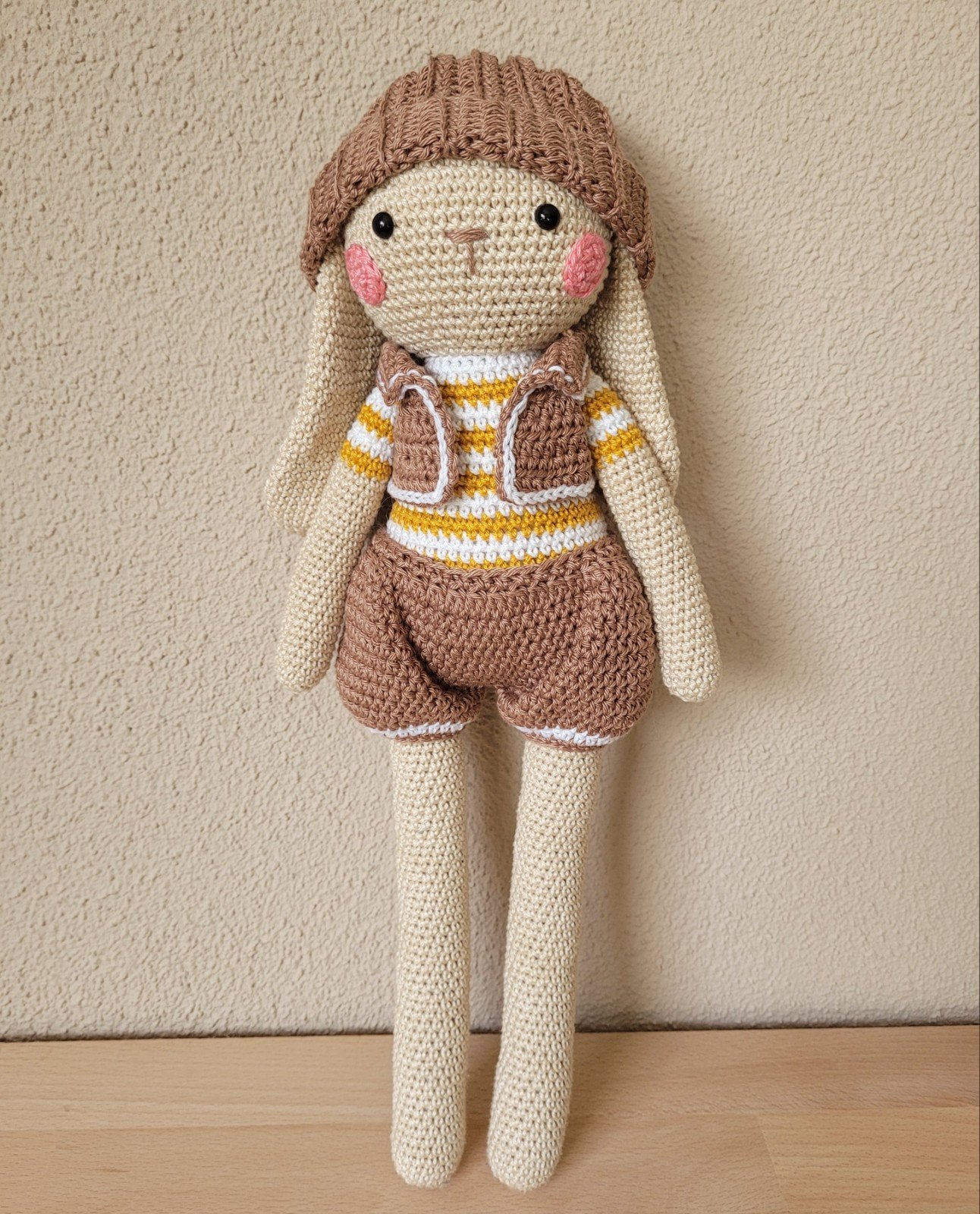 Gehaakt konijn Jesse knuffel, Handgemaakt, Ophalen of Verzenden, Middelgroot (20 tot 80 cm), Konijn