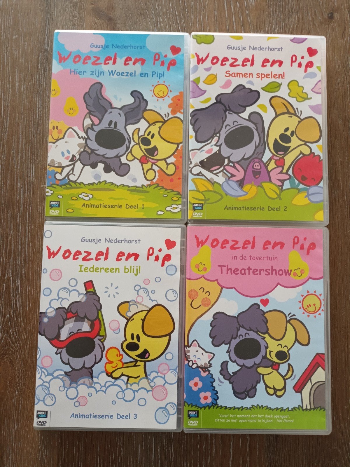 DVD Woezel en Pip, deel 1,2,3, theatershow, Alle leeftijden, Ophalen, Gebruikt
