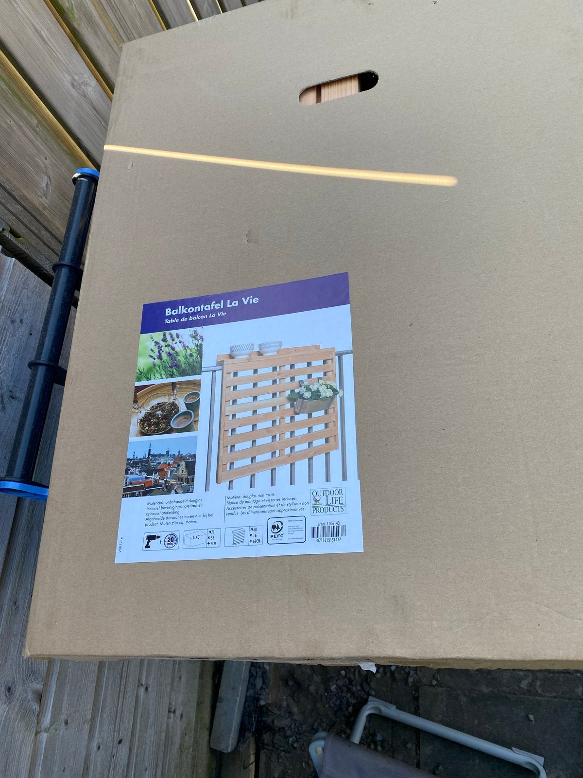 Nieuwe La Vie balkontafel in originele verpakking, Ophalen of Verzenden, Nieuw, Rechthoekig, Hout