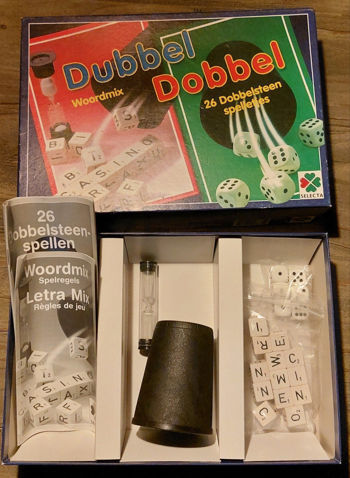 Dubbel Dobbel Woordmix & Dobbelsteen Spelletjes: 27-in-1, Gebruikt, Ophalen of Verzenden, Een of twee spelers, Selecta