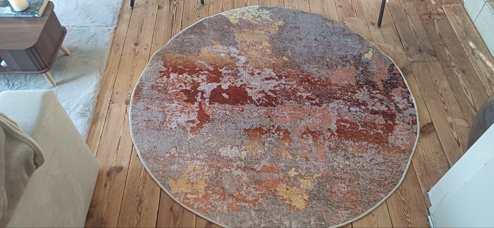 Rond Vloerkleed met Abstract Patroon . Zo goed als nieuw, Ophalen, 150 tot 200 cm, Rond, Abstract, Modern