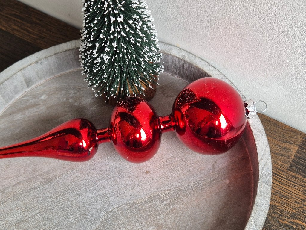 Vintage kerstbal pegel rood 555, Diversen, Kerst, *, Gebruikt, *, Ophalen of Verzenden