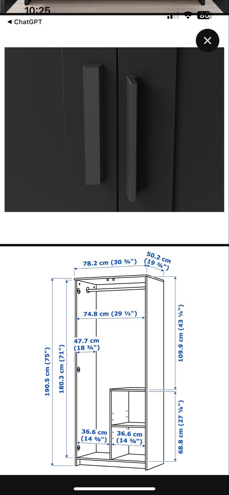 IKEA Brimnes Kledingkast Zwart met Gebruikssporen, Gebruikt, 150 tot 200 cm, 25 tot 50 cm, Met deur(en)