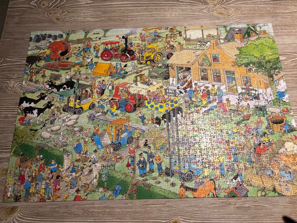 Jan van Haasteren Boerderij Puzzel 1500 Stukjes, Ophalen of Verzenden, 500 t/m 1500 stukjes, Zo goed als nieuw, Legpuzzel