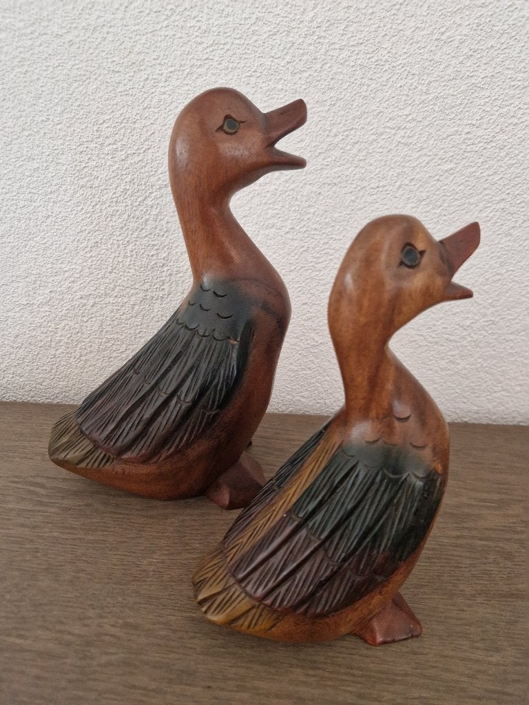 Set houten beelden eenden, Ophalen of Verzenden, Zo goed als nieuw, Dier