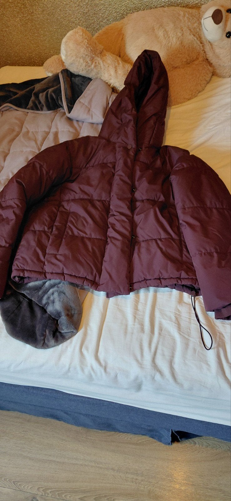 Zara Puffer Jas - Bordeauxrood - Maat XS, Kleding | Dames, Zara, Ophalen of Verzenden, Zo goed als nieuw, Maat 34 (XS) of kleiner