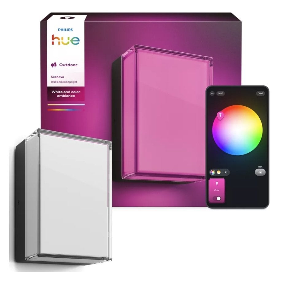 Hue Scenova wandlamp outdoor rechthoekig NIEUW, Huis en Inrichting, Geschikt voor buiten, Philips, Zwart, Nieuw