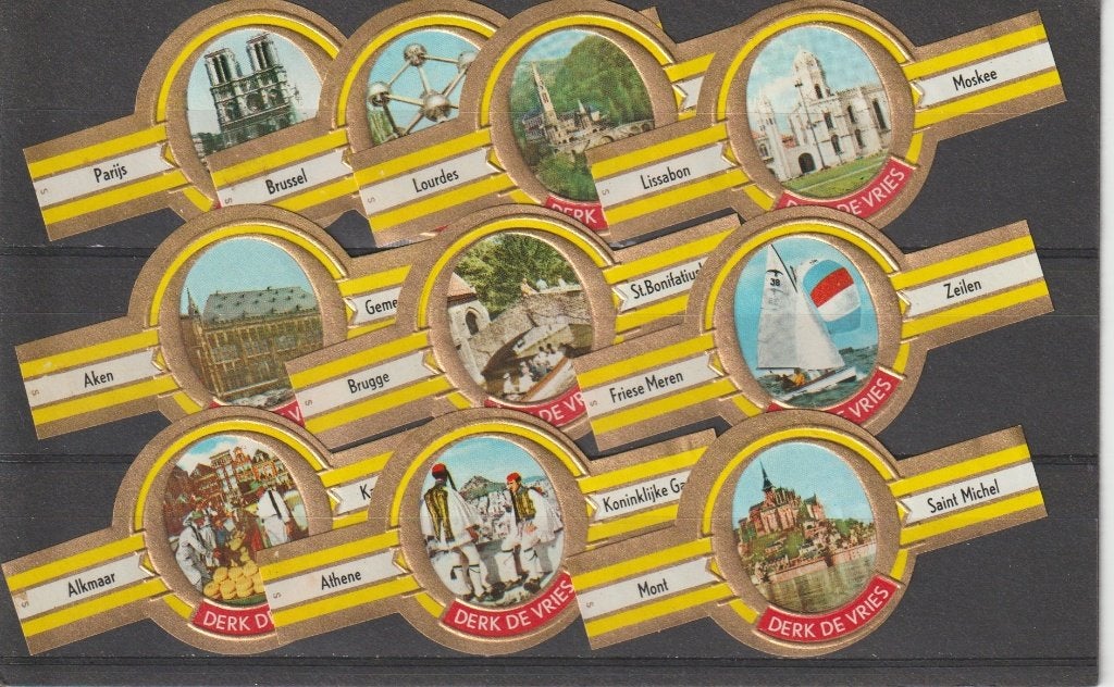 reeks 253  derk de vries   123.    1-10   sigarenbanden, Ophalen of Verzenden, Zo goed als nieuw, Sigarenbandjes