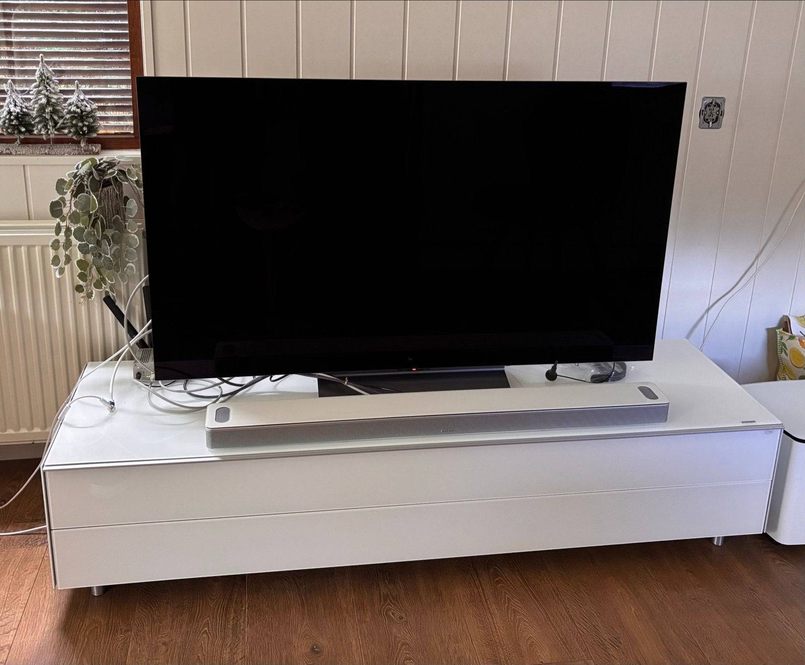 Spectral SPC1650 TV meubel wit glas - Zo goed als nieuw, Huis en Inrichting, Ophalen, 150 tot 200 cm, Minder dan 100 cm, 25 tot 50 cm