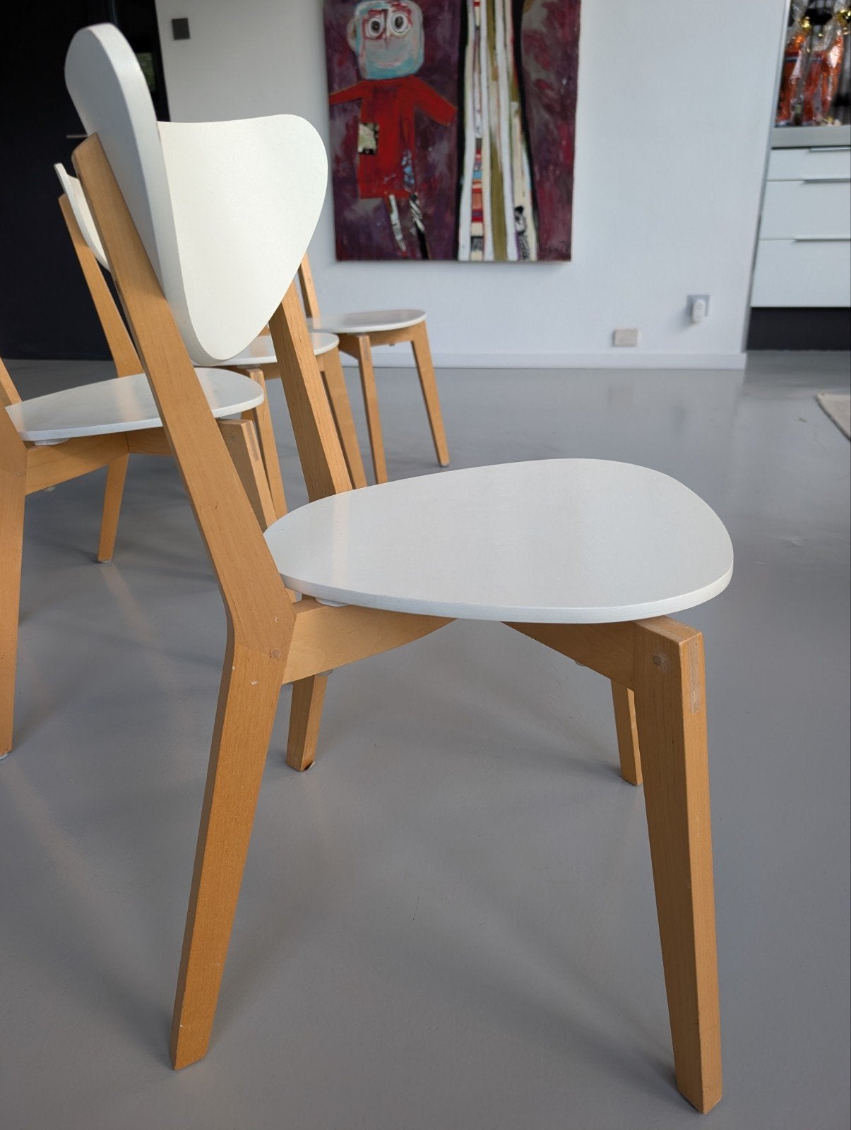 4 IKEA NORDMYRA stoelen wit - Gebruikt, Huis en Inrichting, Stoelen, Ophalen, Gebruikt, Wit, Vier