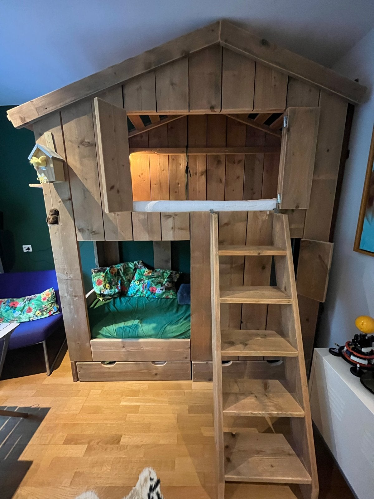 Stapelbed/boomhutbed Dutchwood met opberglades, Huis en Inrichting, Slaapkamer | Stapelbedden en Hoogslapers, Ophalen, Gebruikt