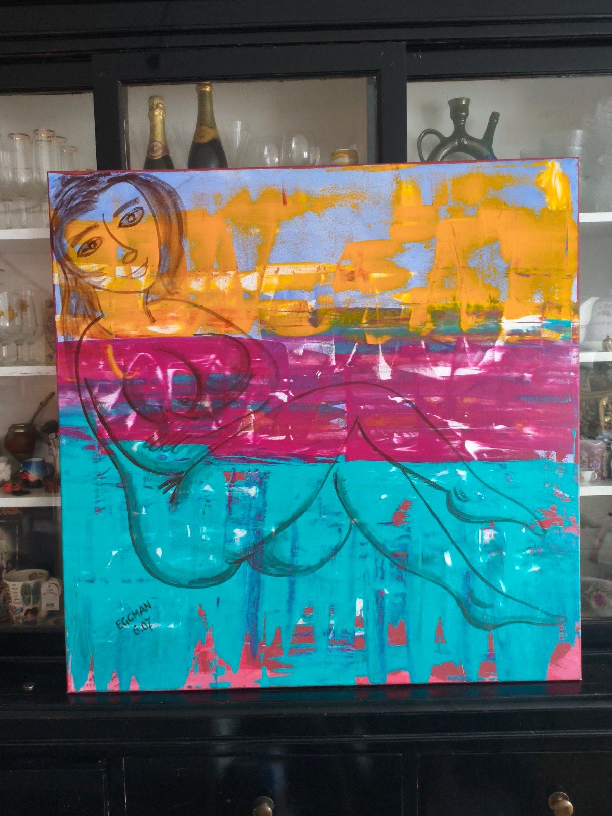 Jack R. Eggman 100x100cm female nude / naakt, Ophalen