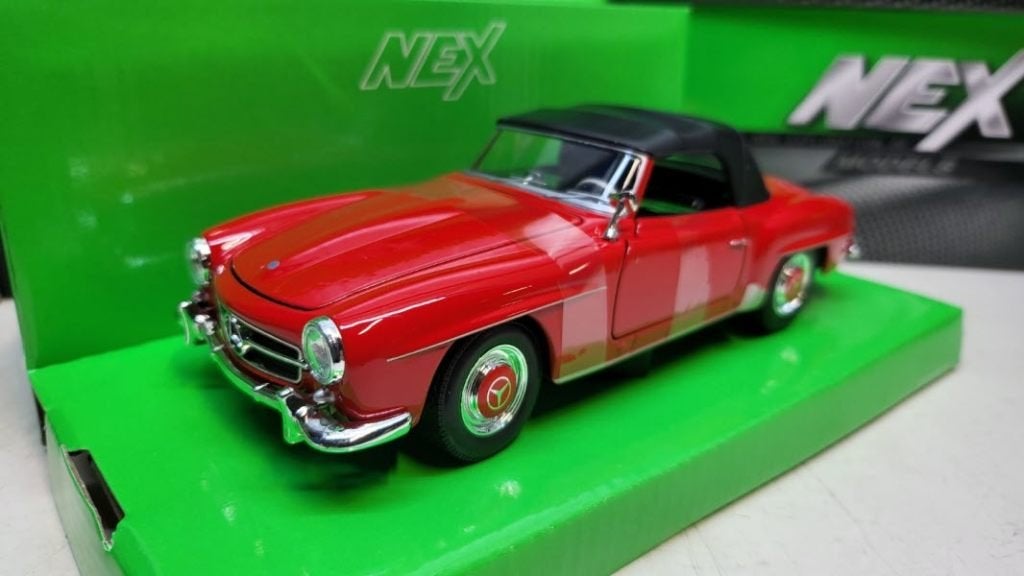 Mercedes Benz 190 SL (W121), rood/zwart, 1955, Auto, Welly, Welly, Nieuw