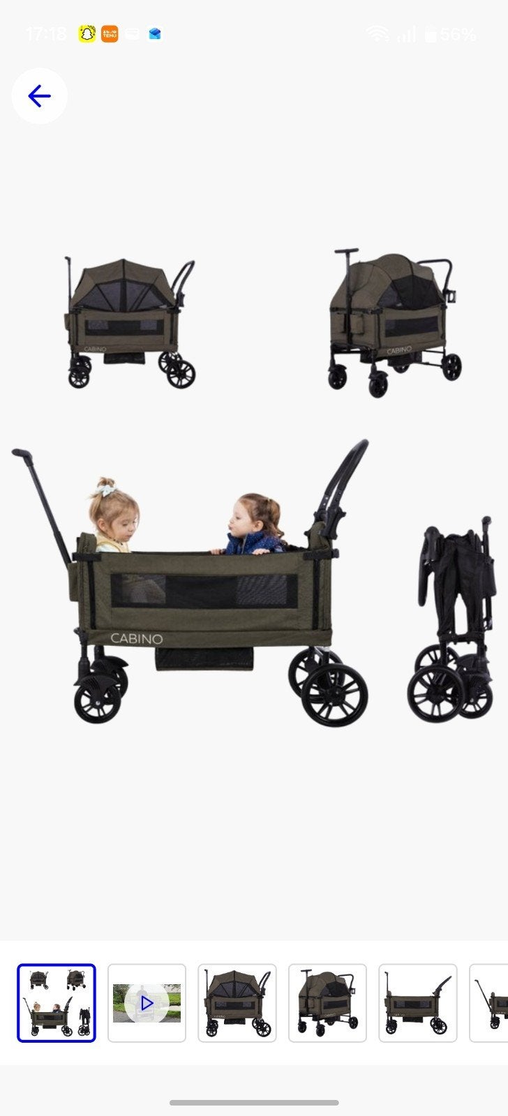 Cabino Bolderkar voor 2 Kinderen - Opvouwbaar, Ophalen of Verzenden, Opvouwbaar, Zo goed als nieuw