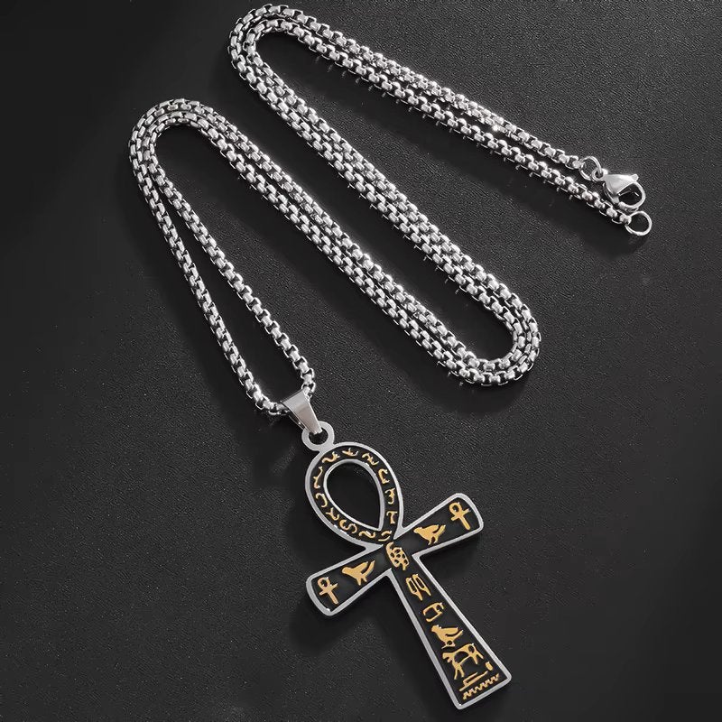 Zwarte Ankh Hanger Met Ketting Voor Mannen En Vrouwen, Verzenden, Zwart, Nieuw, Overige materialen
