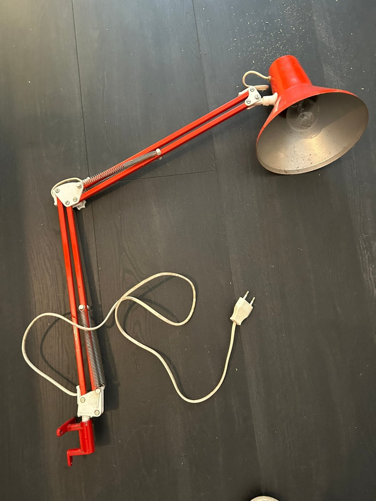 Vintage architectenlamp, Huis en Inrichting, Ophalen, Gebruikt, Rood, Metaal