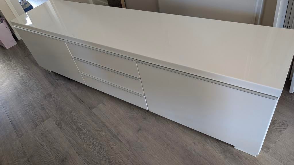 IKEA Besta Burs TV-meubel hoogglans wit, Huis en Inrichting, Ophalen, Kunststof, 150 tot 200 cm, Zo goed als nieuw