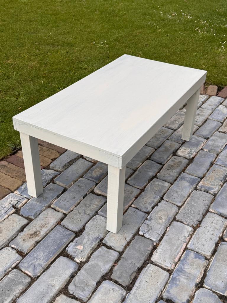Witte salontafel / bijzettafel, Minder dan 55 cm, Gebruikt, Rechthoekig, Hout