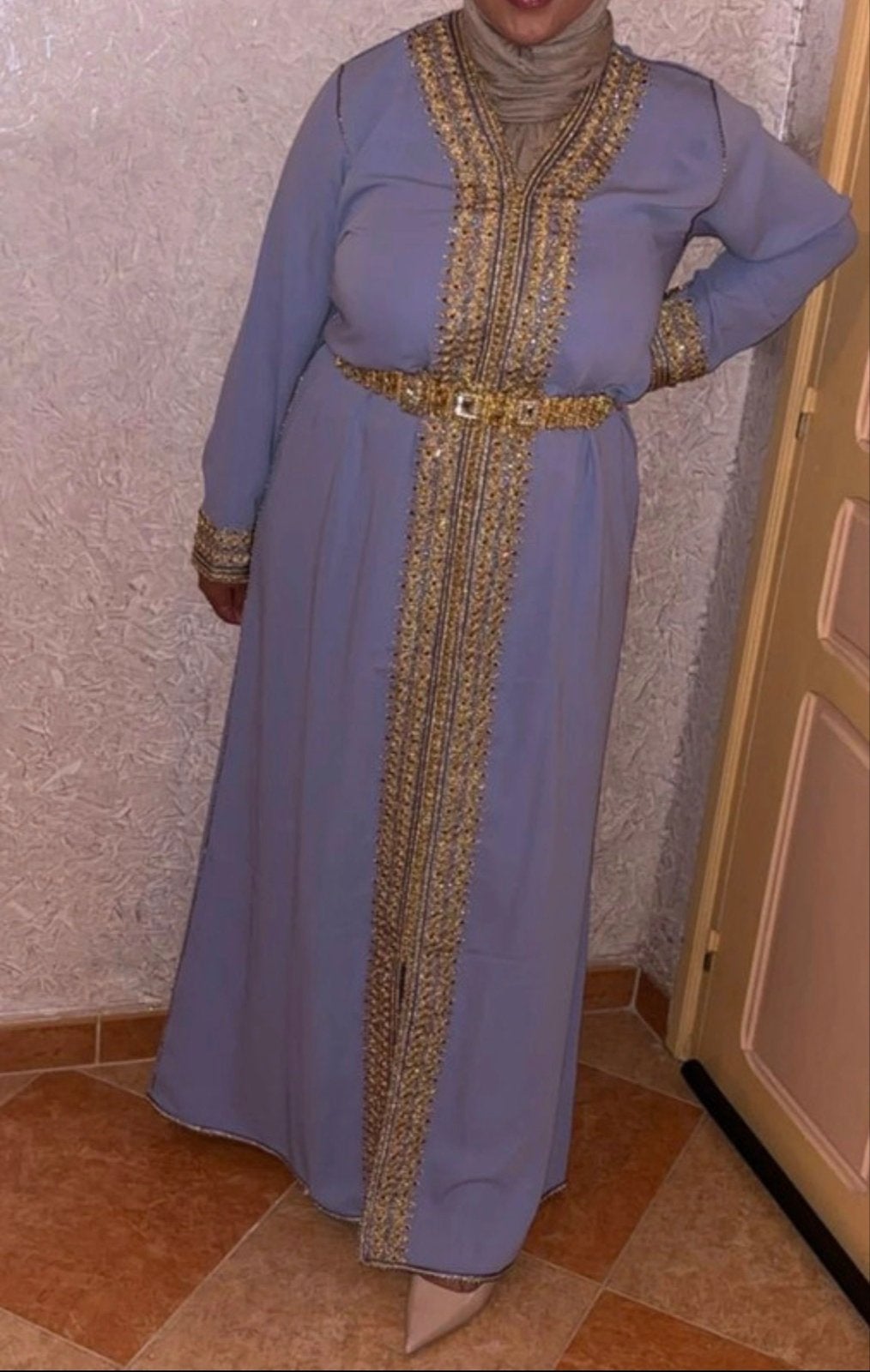 Elegante Marokkaanse Kaftan met Gouden Borduurwerk, Kleding | Dames, Gelegenheidskleding, Overige typen, Paars, Maat 42/44 (L)