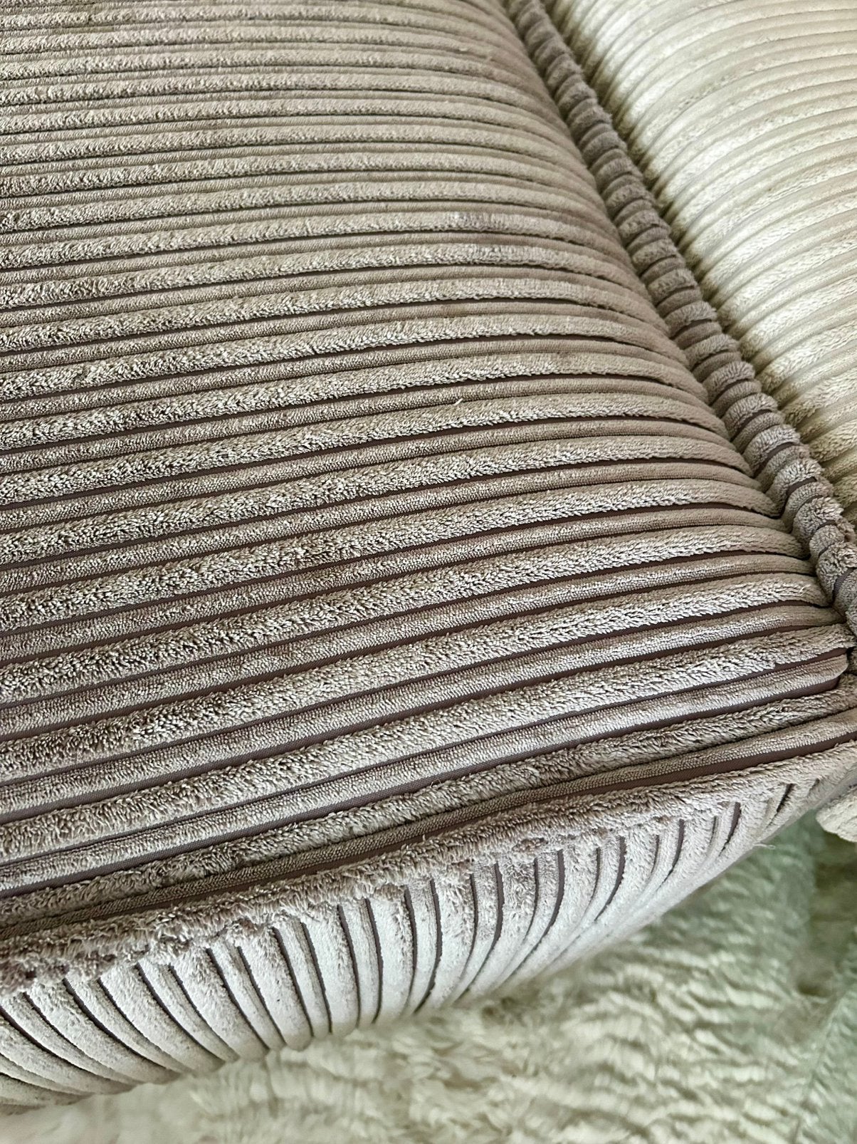 UMIX hocker taupe ribstof, Huis en Inrichting, Banken | Voetenbanken en Poefen, Ophalen, 125 cm of meer, Zo goed als nieuw, Stof