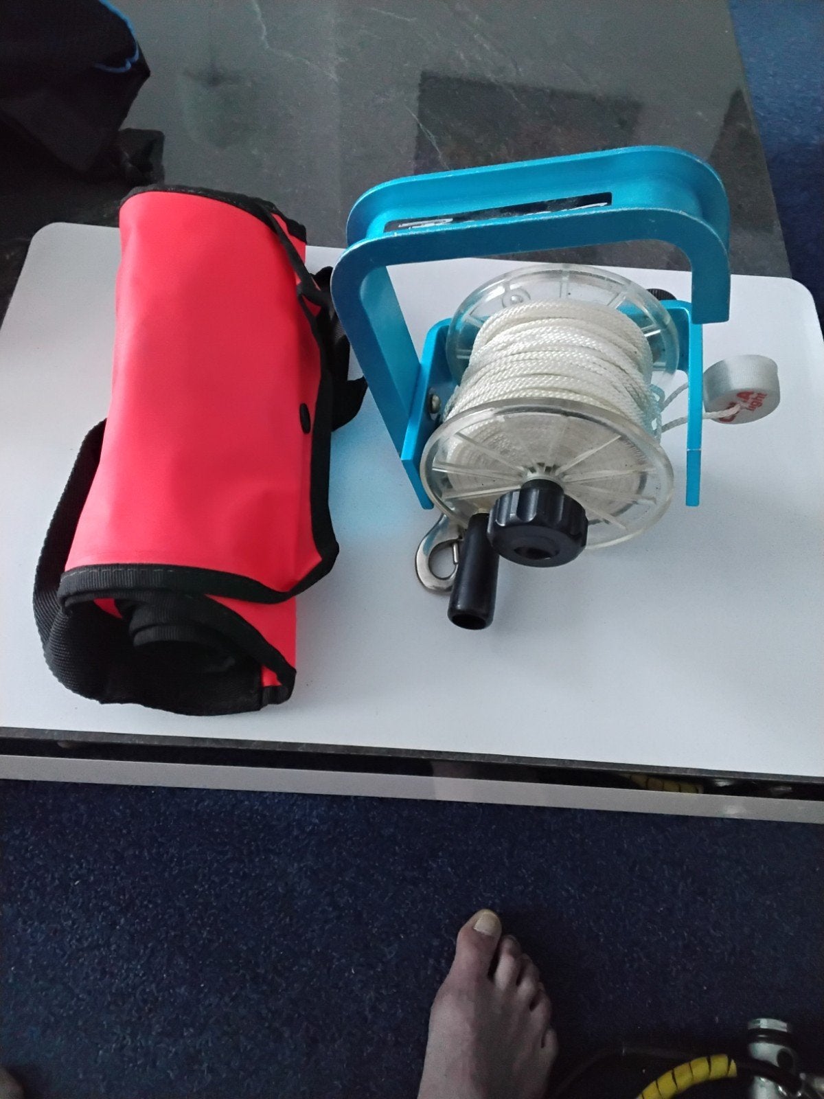 Te koop duikreel met lijn +nieuwe  boei, Ophalen of Verzenden, Gebruikt