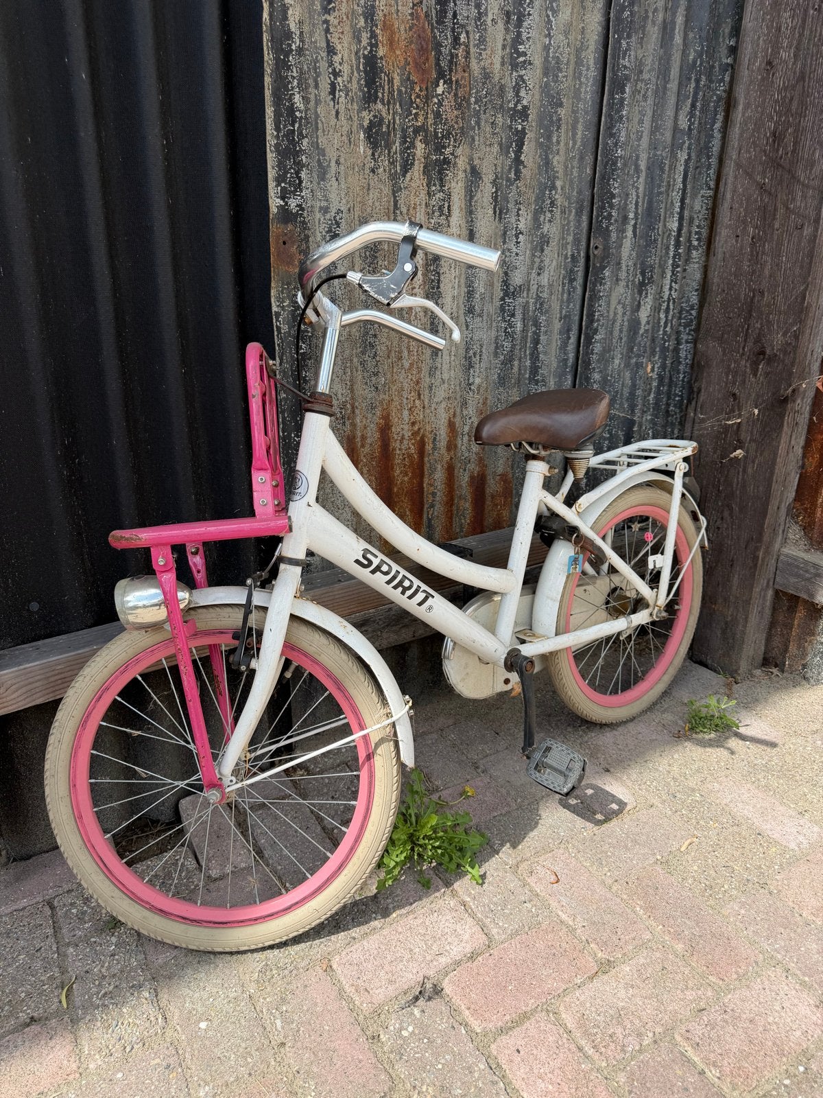 Spirit Kinderfiets 20 inch - Wit/Roze, Ophalen, Gebruikt, Terugtraprem, 20 inch of meer