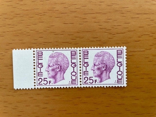 2x 1975 Koning Boudewijn 25 fr., Koninklijk huis, Ophalen of Verzenden, Postfris, Postfris