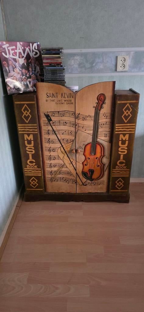Uniek Muziek/CD/TV Kastje - Handgeschilderd Viool Design, Ophalen, Hout, Cd's